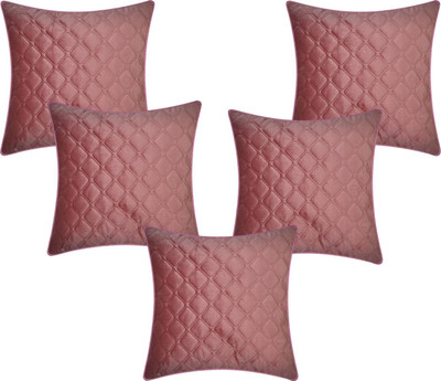 VHC Velvet Cushions Cover(40 cm*40 cm, Pack of 5, Pink)