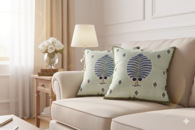 HappyKraft Cotton Cushions Cover(40 cm*40 cm, Pack of 2, Multicolor)