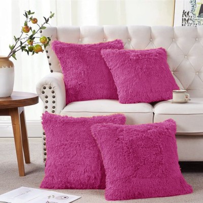 PICKKART Fur Pillows Cover(Pack of 4, 40 cm*40 cm, Purple)