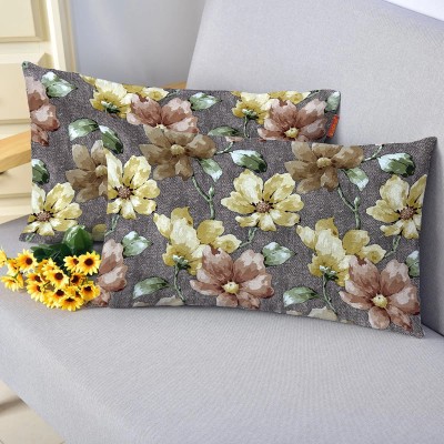 Bluegrass Floral Cushions Cover(Pack of 2, 30 cm*45 cm, Brown)