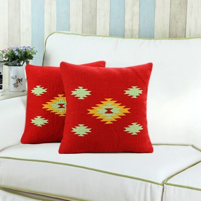 Saral Home Cotton Cushions & Pillows Cover(Pack of 2, 45 cm*45 cm, Red)