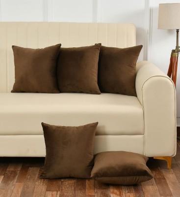 Nanki's Plain Cushions Cover(Pack of 5, 40 cm*40 cm, Brown)