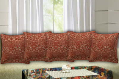 Go Texstylers Jacquard Cushions Cover(40 cm*40 cm, Pack of 5, Orange)