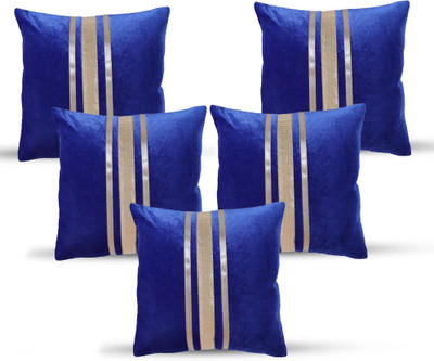 NoorAccumulation Velvet Cushions & Pillows Cover(Pack of 5, 40 cm*40 cm, Blue)
