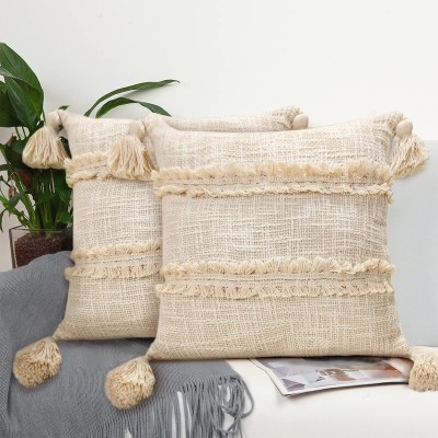 BIRDWING Chenille Cushions & Pillows Cover(Pack of 2, 30 cm*45 cm, Beige)