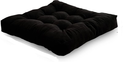 Slatters Be Royal Store Microfibre Solid Floor Cushion Pack of 1(Black)