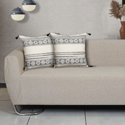 ODE & CLEO Cotton Cushions & Pillows Cover(Pack of 2, 45 cm*45 cm, Grey)