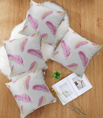 Hims Polyester Cushions Cover(55 cm*55 cm, Pack of 4, Pink)