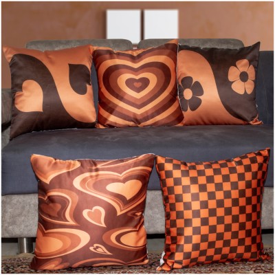 Vendola Satin, Microfiber Cushions Cover(Pack of 5, 50.8 cm*50.8 cm, Brown)