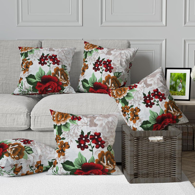 RRcrafts Polyester Cushions Cover(40.64 cm*40.64 cm, Pack of 5, Red)