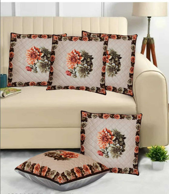 BANAVY Velvet Cushions Cover(40 cm*40 cm, Pack of 5, Green, Orange)