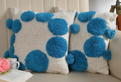 Wisdom Decor Self Design Cushions Cover(Pack of 2, 40 cm*40 cm, Blue)