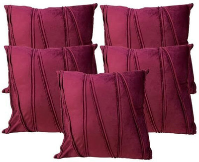 A&A Fabrics Polyester, Velvet Cushions & Pillows Cover(40.64 cm*40.64 cm, Pack of 5, Maroon)