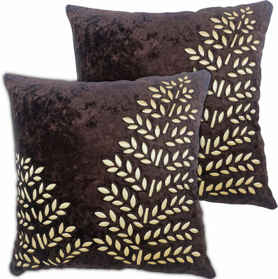 Decorline Velvet Cushions & Pillows Cover(40 cm*40 cm, Pack of 2, Brown)