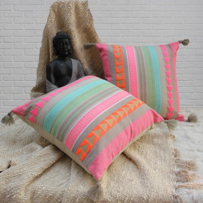 Dekor World Striped Cushions & Pillows Cover(Pack of 2, 40 cm*40 cm, Multicolor)