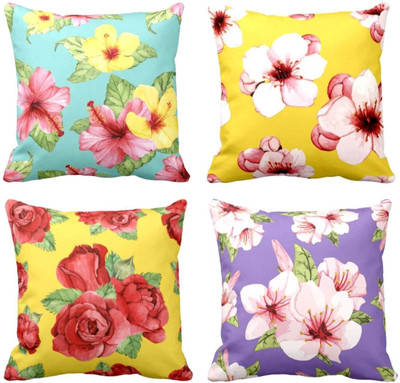 TheYaYaCafe Cotton Cushions Cover(50 cm*50 cm, Pack of 4, Multicolor)