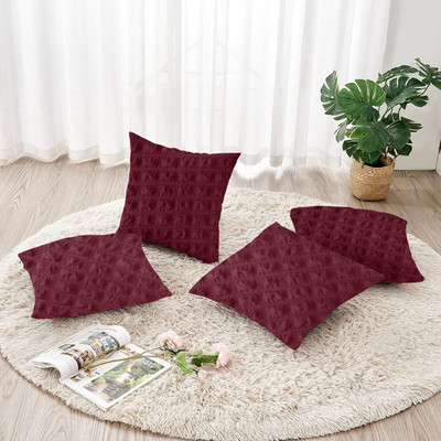 TONY STARK Polyester Cushions & Pillows Cover(40 cm*40 cm, Pack of 4, Red)