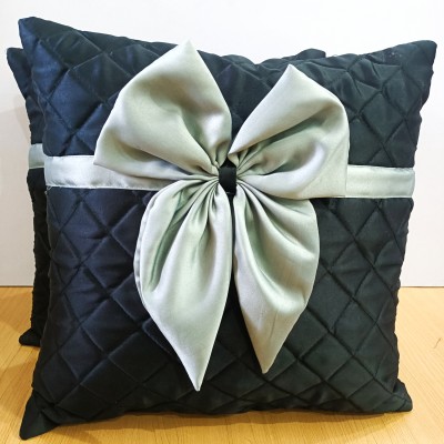 Decorline Satin Cushions & Pillows Cover(Pack of 2, 40 cm*40 cm, Black)