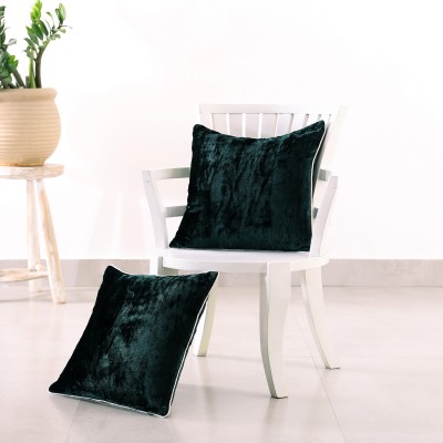 Ravaiyaa - Attitude Is Everything Velvet Cushions Cover(Pack of 2, 41 cm*41 cm, Dark Green)