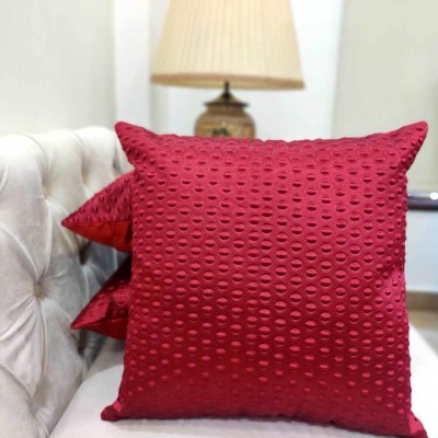 GOOD VIBES Self Design Cushions & Pillows Cover(Pack of 3, 60 cm*60 cm, Maroon)