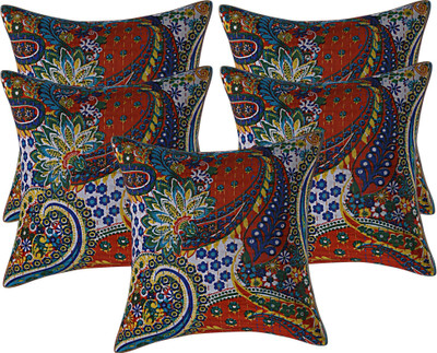 Go Texstylers Cotton Cushions Cover(40.64 cm*40.64 cm, Pack of 5, Multicolor)