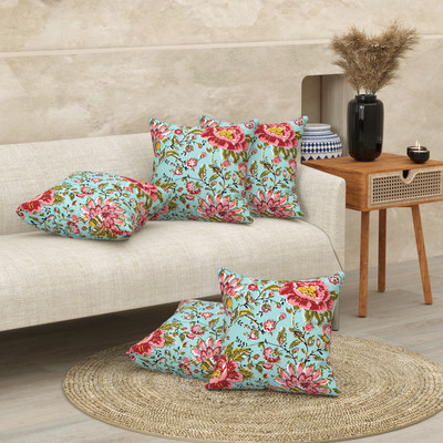 Texstylers Cotton Cushions Cover(40.64 cm*40.64 cm, Pack of 5, Red)