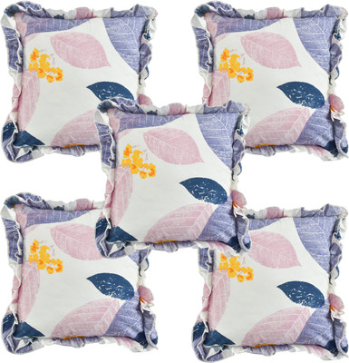 LTF Polycotton Cushions Cover(40 cm*40 cm, Pack of 5, Multicolor, White)