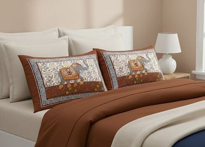 PahalArts Cotton Cushions & Pillows Cover(44 cm*66 cm, Pack of 2, Brown)