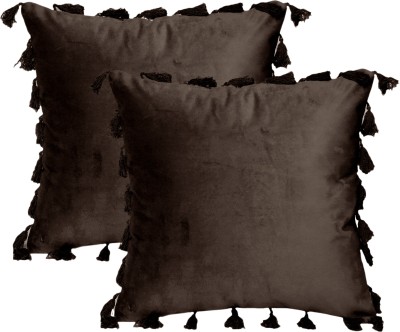 Sugarchic Plain Cushions Cover(Pack of 2, 40 cm*40 cm, Brown, Black)
