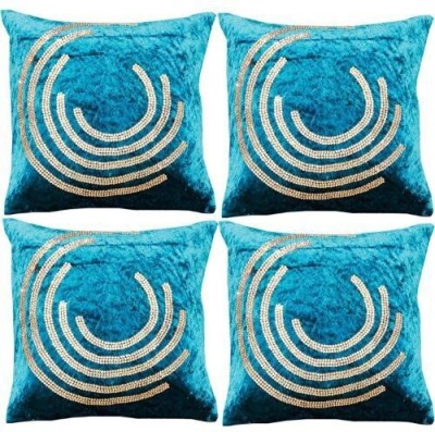 Casanest Silk Cushions Cover(Pack of 4, 41 cm*41 cm, Blue)