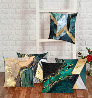 Abhsant Jute Cushions Cover(Pack of 5, 40 cm*40 cm, Green, Gold)