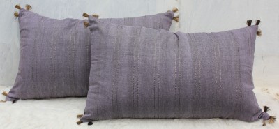 Dekor World Striped Cushions & Pillows Cover(Pack of 2, 30 cm*50 cm, Purple)