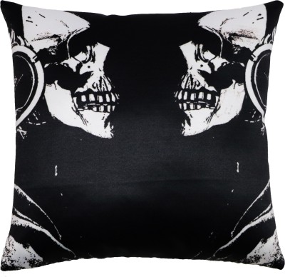 The Home Talk Printed Cushions Cover(40 cm*40 cm, White, Black)