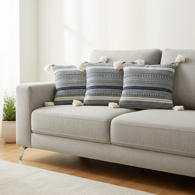 The Elvia Cotton Cushions Cover(40 cm*40 cm, Pack of 3, Black)