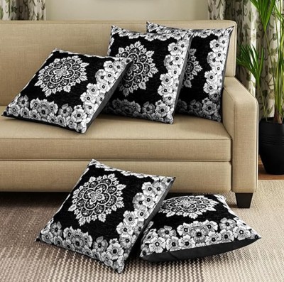 MS Global Chenille, Polyester Cushions Cover(Pack of 5, 40.64 cm*40.64 cm, Black)