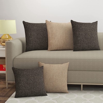 Xy Decor Plain Cushions Cover(Pack of 5, 40 cm*40 cm, Beige, Brown)