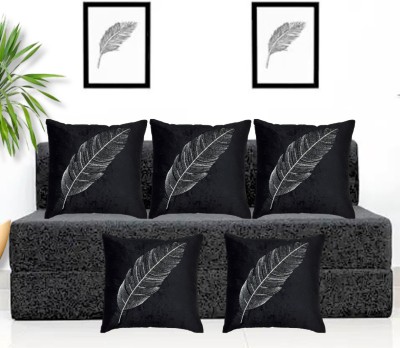Cherry Homes Embroidered Cushions Cover(Pack of 5, 40 cm*40 cm, Black)