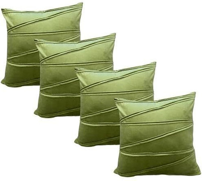 A&A Fabrics Polyester, Velvet Cushions & Pillows Cover(40.64 cm*40.64 cm, Pack of 4, Green)
