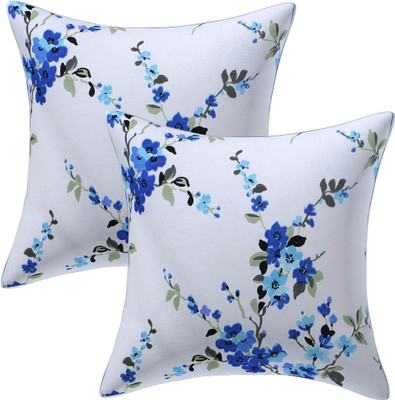 Texstylers Cotton Cushions Cover(50.8 cm*50.8 cm, Pack of 2, Blue, White)