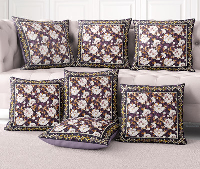 LoomJungle Polycotton Cushions Cover(40 cm*40 cm, Pack of 7, Purple)