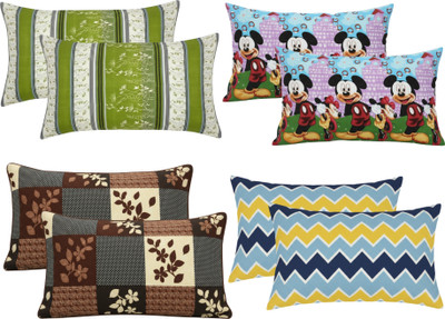 SPREI Cotton Pillows Cover(68.58 cm*43.18 cm, Pack of 8, Green, Blue, Multicolor, Brown)