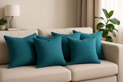 HouseOfCommon Velvet Cushions Cover(40 cm*40 cm, Pack of 6, Green)
