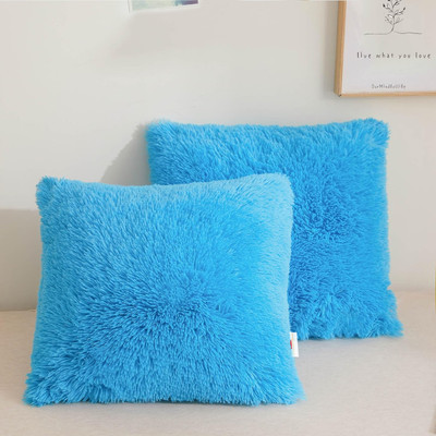 Cozyert Small Pillow Polyester Fibre Solid Cushion Pack of 2(Sky Blue)