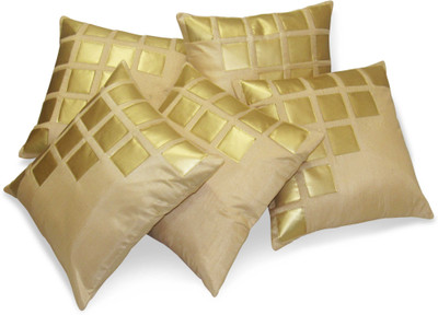 Zikrak Satin Cushions & Pillows Cover(Pack of 5, 55 cm*55 cm, Beige)