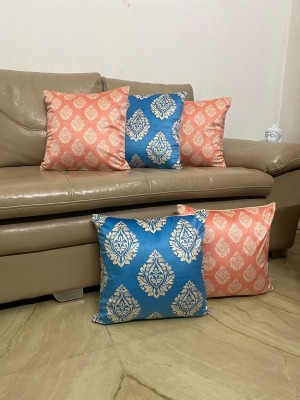 MY HOME Velvet Cushions Cover(Pack of 5, 40 cm*40 cm, Blue, Orange)