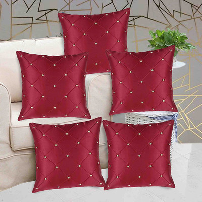 NOOR SHINE Polyester Cushions Cover(40.64 cm*40.64 cm, Pack of 5, Maroon)
