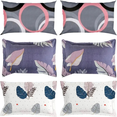SUKHBERI Cotton Pillows Cover(43 cm*63 cm, Pack of 6, Grey, Purple, White)