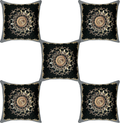 DECORHUT FAB Rexin Cushions Cover(40 cm*40 cm, Pack of 5, Brown, Black)