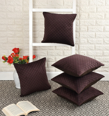 Bigger fish Velvet Cushions Cover(30 cm*30 cm, Pack of 5, Brown)