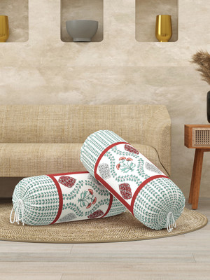 Blocks Of India Cotton Cushions & Bolsters Cover(40 cm*80 cm, Pack of 2, Red, Green)